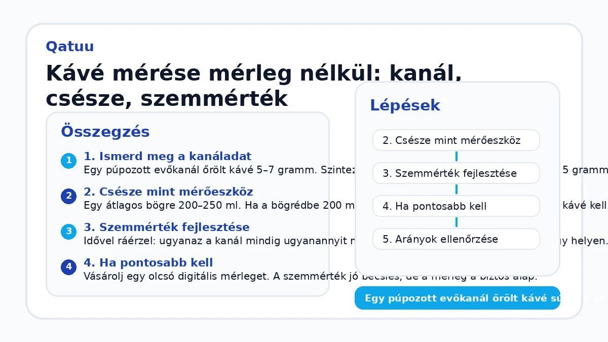 Kávé mérése mérleg nélkül: kanál, csésze, szemmérték
